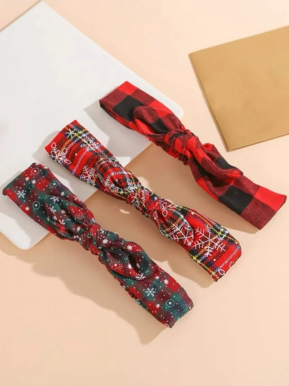 3pcs Girls Christmas Plaid Headbands